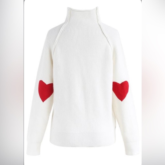 NWT Chicwish Heart And Soul Patched Knit Sweater in White - L/XL